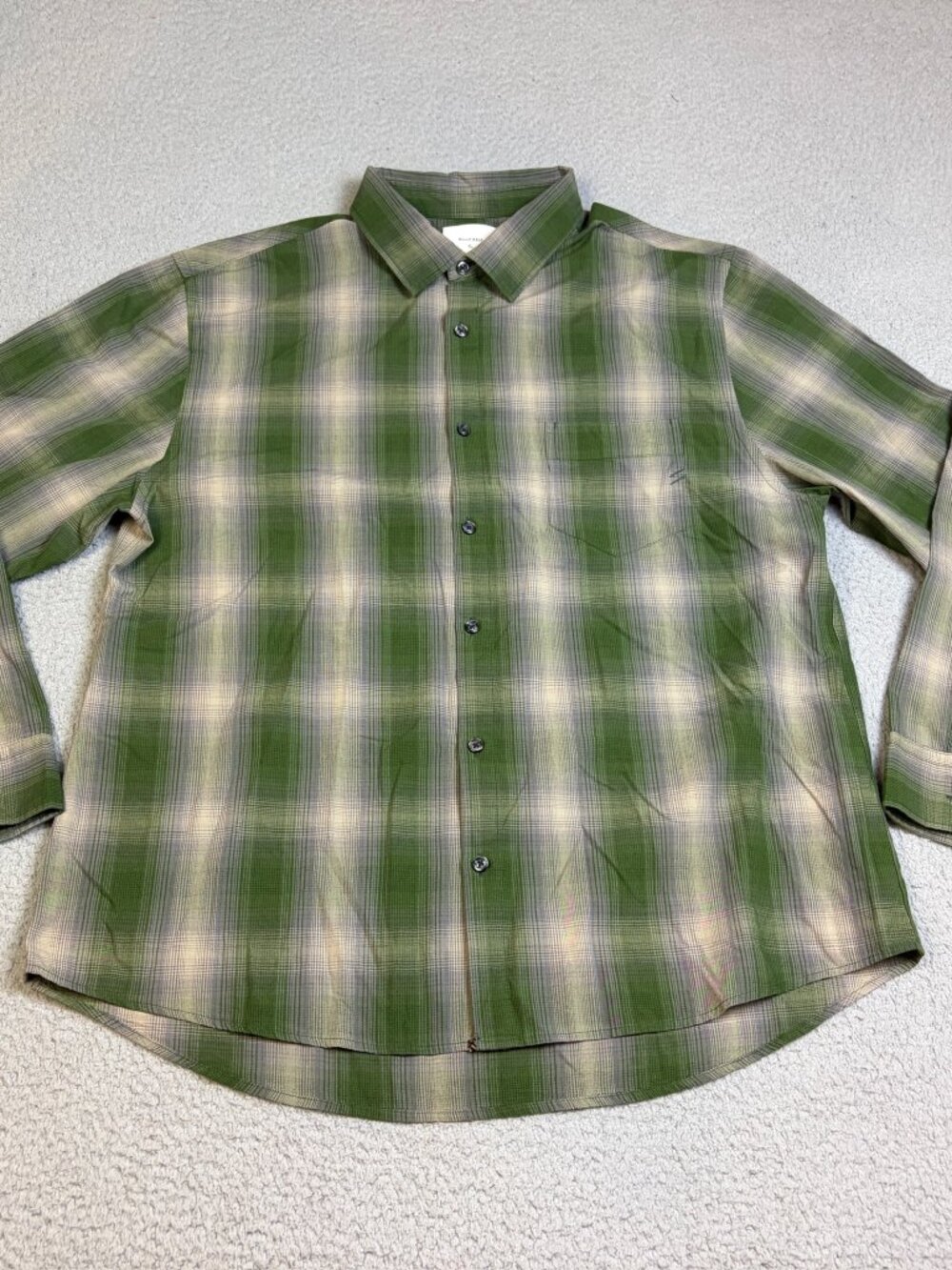 Billy Reid Shirt Mens Size XL Green Plaid Long Sleeve Button Up Casual